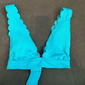 aqua blue scalloped bikini top